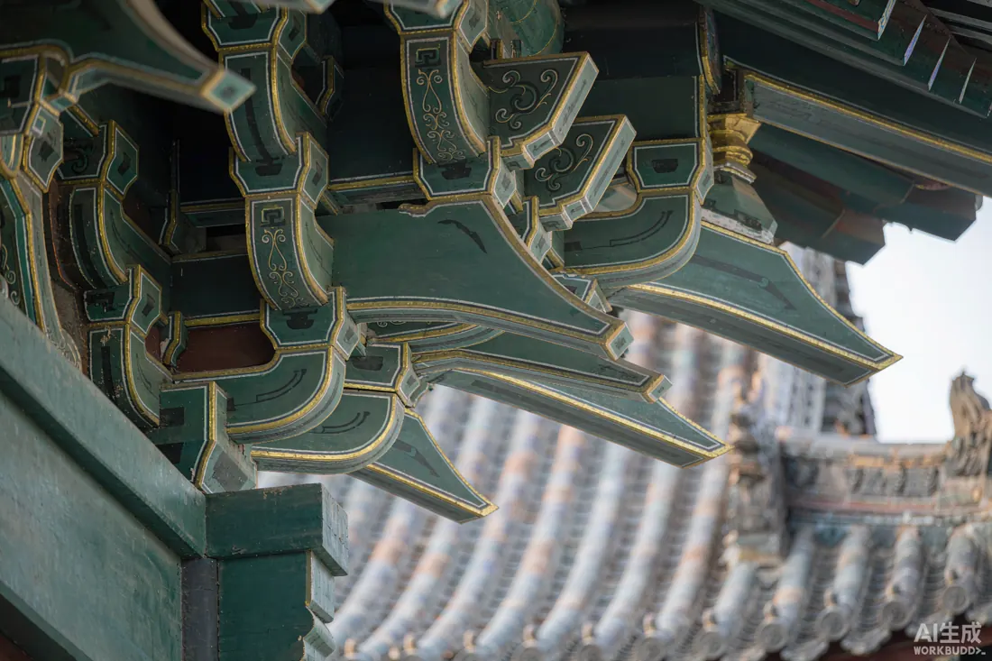 铝合金仿古斗拱彩绘细部图